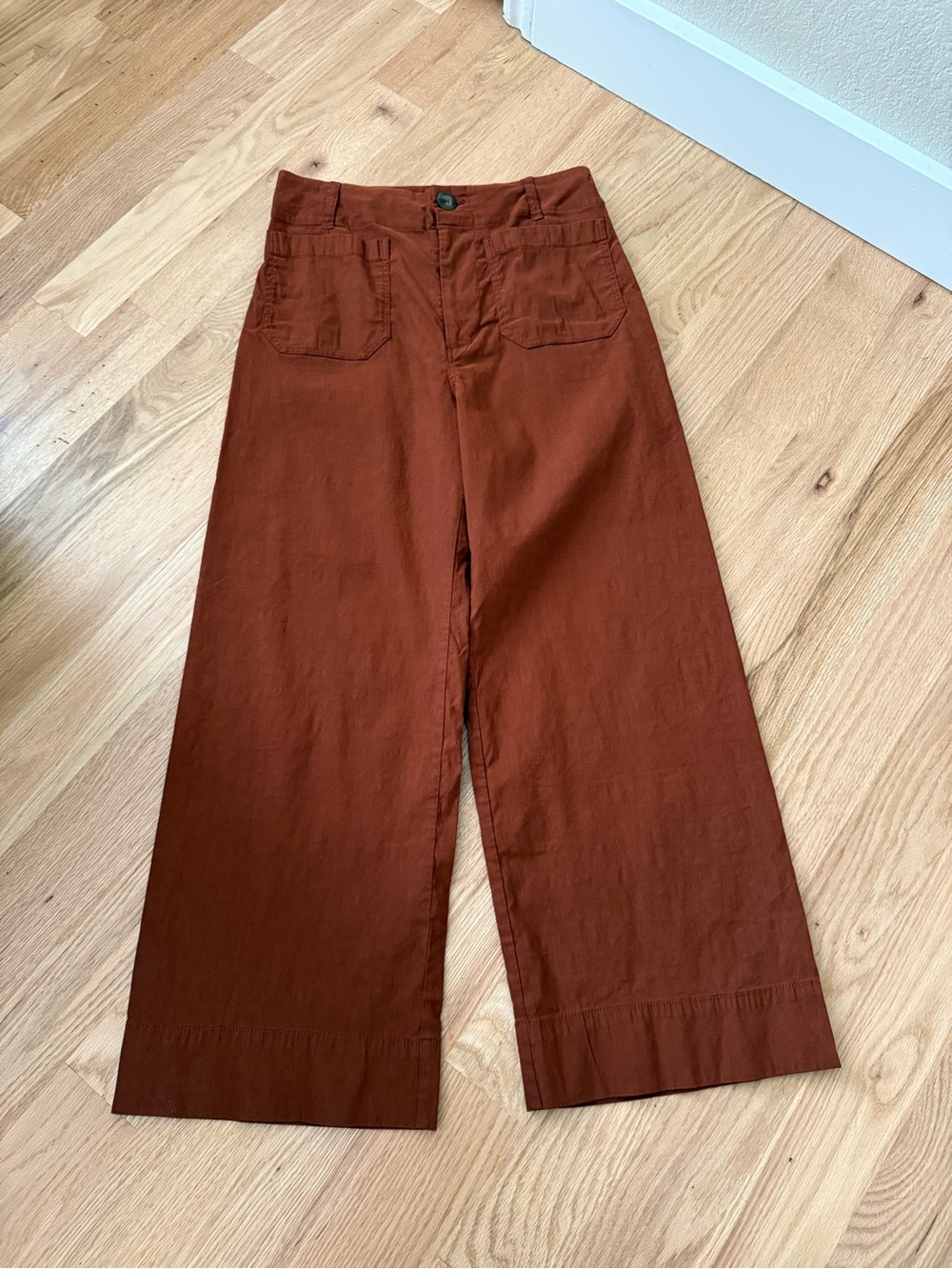 LIKE NEW Anthropologie Maeve Colette Linen Blend Cropped Wide Leg Pants 29 - Picture 5 of 11